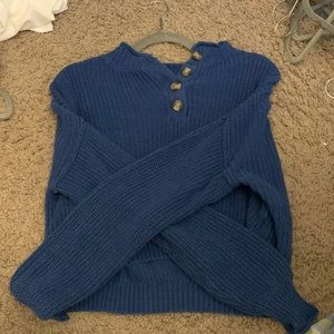 Hardly Worn Small Blue American Eagle Cropped Sweater /w Buttons